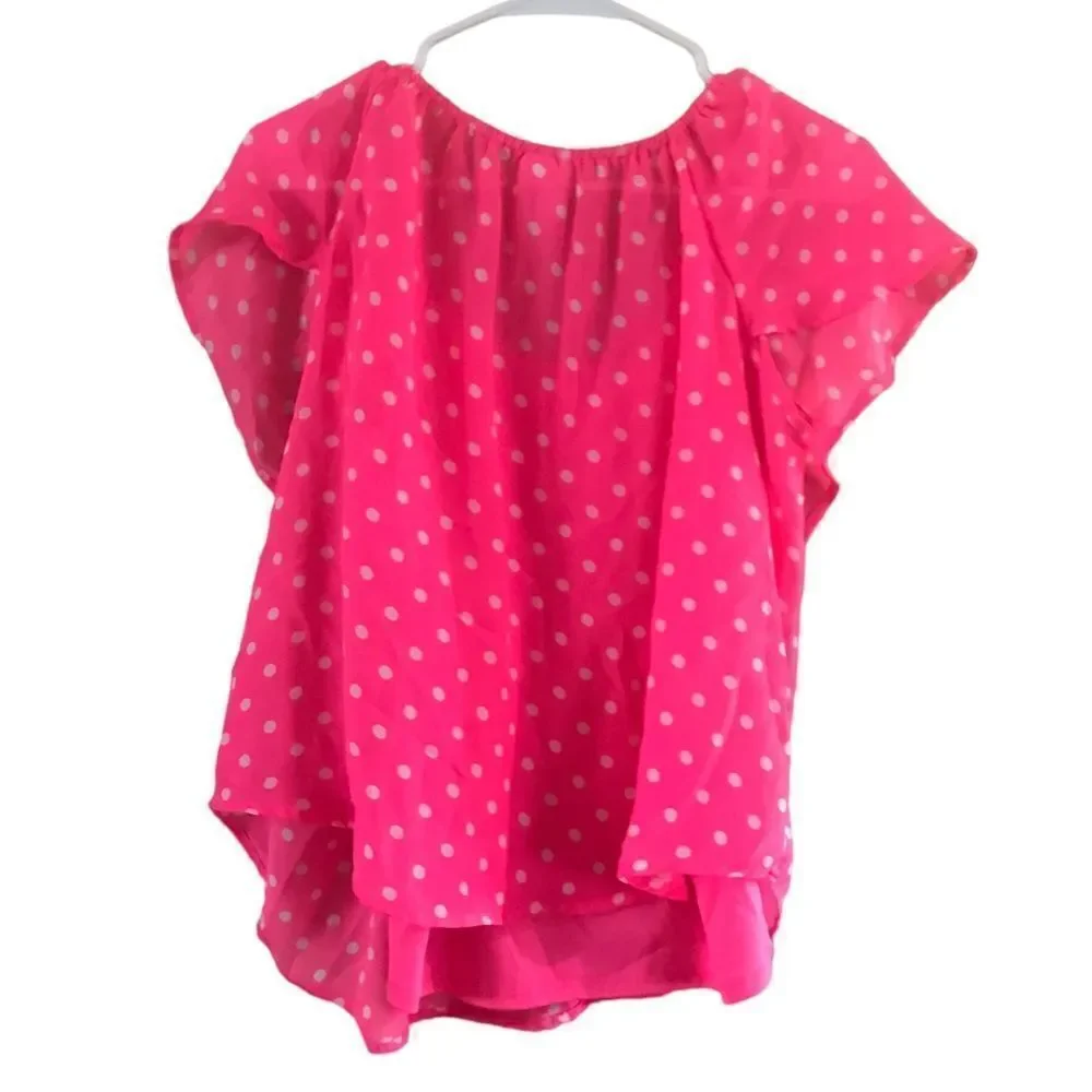 Justice size 18 pink with white polkadot blouse